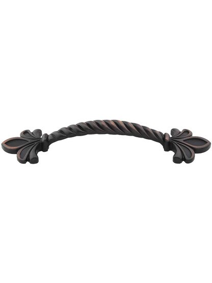 Evangeline 6 1/2 inch Overall Length Zinc Die Cast Fleur De Lis Cabinet Pull in Brushed Oil Rubbed Bronze.